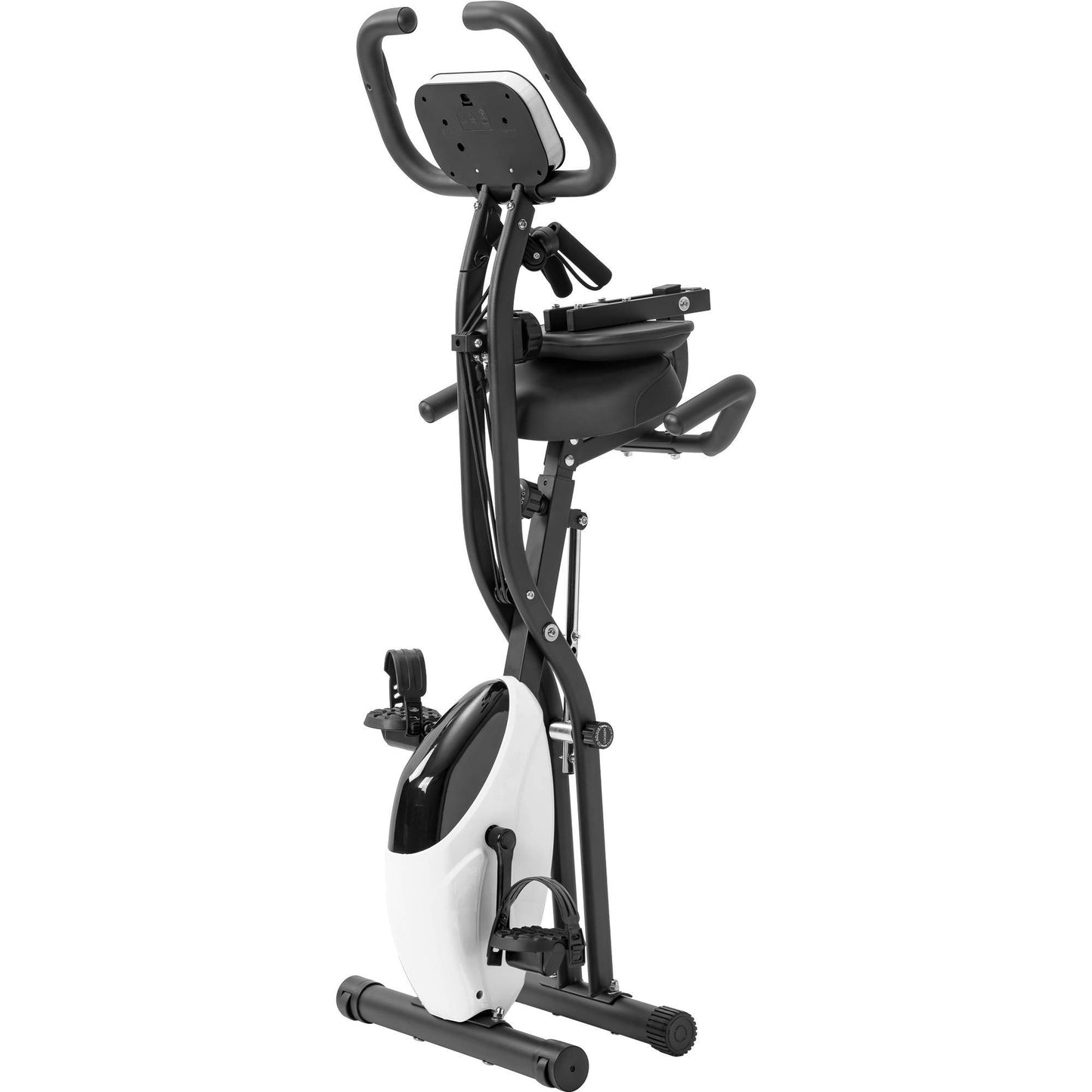 Folding 2-in-1 Upright & Recumbent Exercise Bike with 10-Level Resistance, Arm Bands & Backrest