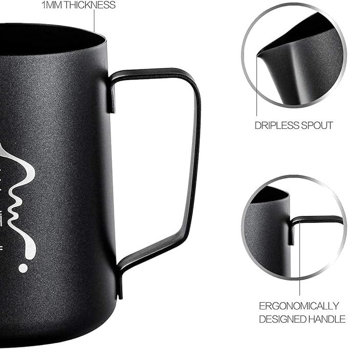 Stainless Steel Milk Frothing Pitcher – 12oz Non-Stick Creamer Cup with Matte Finish | Perfect for Latte Art, Coffee, and Steaming