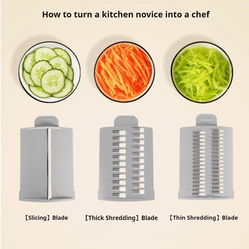 Multi-Functional Kitchen Vegetable Slicer – White | Manual Food Chopper & Dicer with Adjustable Blades