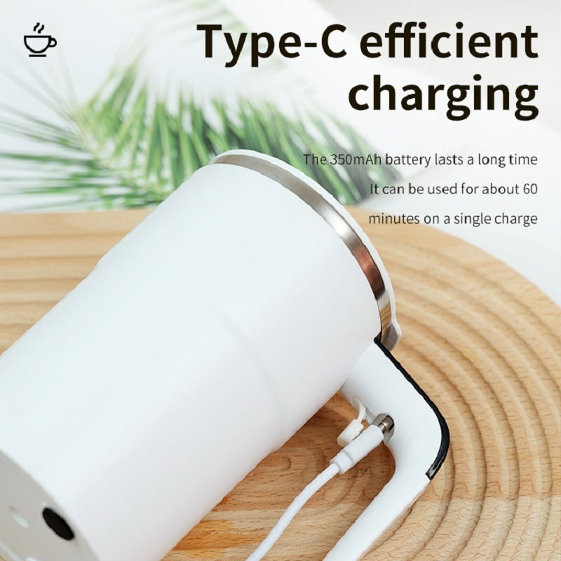 Automatic Self-Stirring Coffee Mug – Stainless Steel Travel Cup with LED Temperature Display & Lid | Smart Mixing Coffee Cup