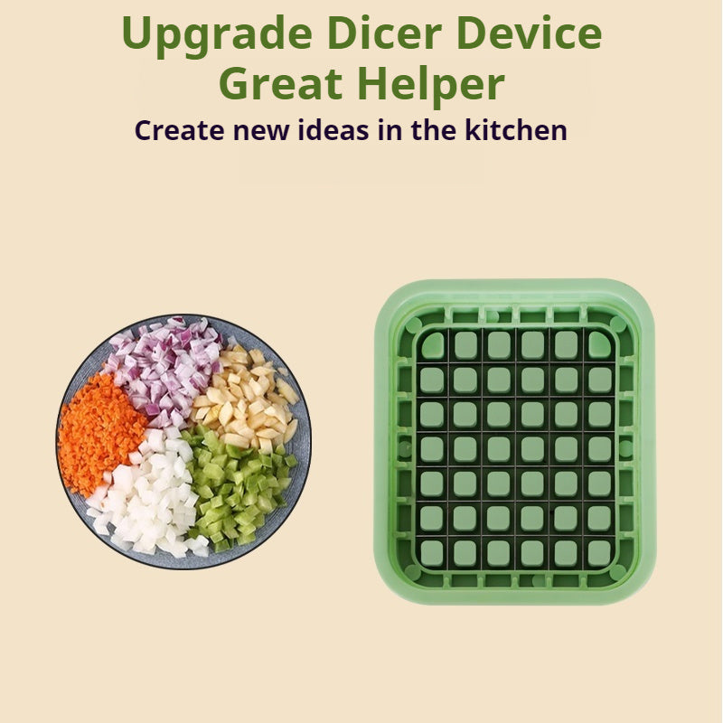 Multi-Functional Kitchen Vegetable Slicer – White | Manual Food Chopper & Dicer with Adjustable Blades