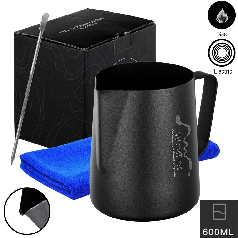 Stainless Steel Milk Frothing Pitcher – 12oz Non-Stick Creamer Cup with Matte Finish | Perfect for Latte Art, Coffee, and Steaming