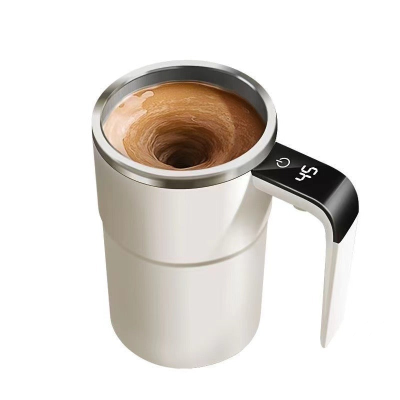 Automatic Self-Stirring Coffee Mug – Stainless Steel Travel Cup with LED Temperature Display & Lid | Smart Mixing Coffee Cup