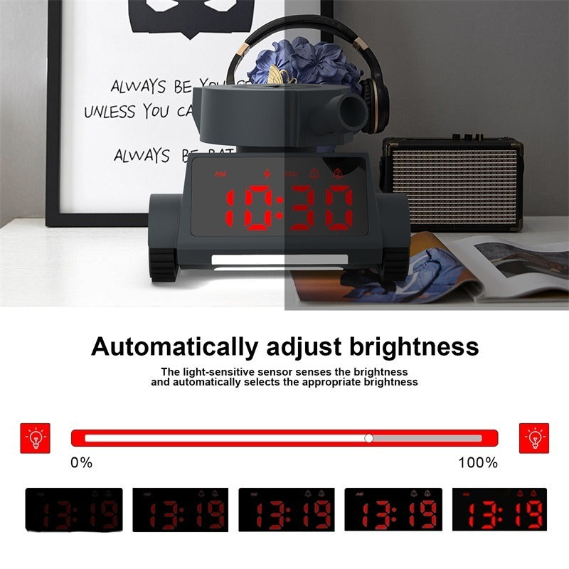Novel Design Tank LED Clock Light Wireless Charging Tank Car  Clock