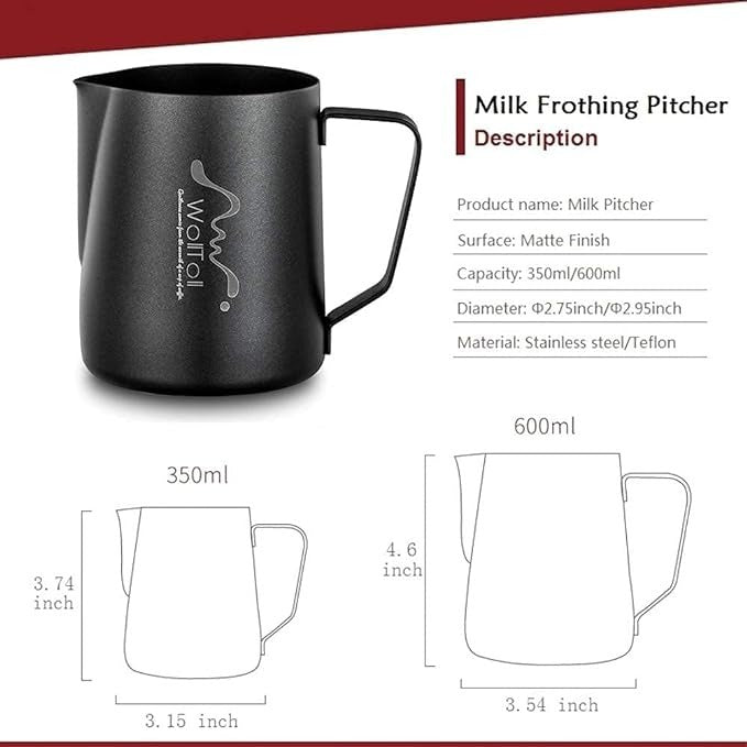 Stainless Steel Milk Frothing Pitcher – 12oz Non-Stick Creamer Cup with Matte Finish | Perfect for Latte Art, Coffee, and Steaming