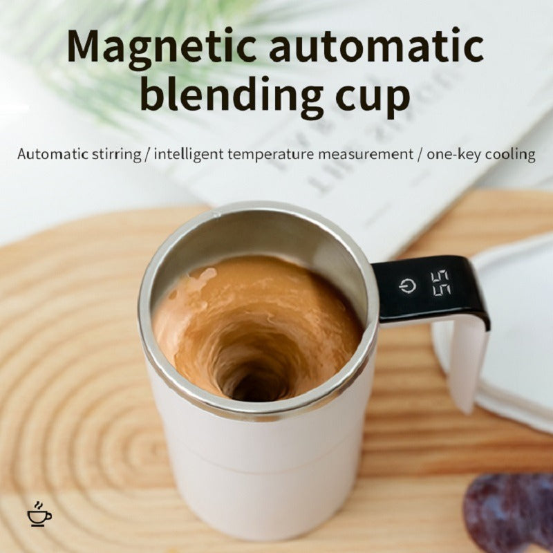 Automatic Self-Stirring Coffee Mug – Stainless Steel Travel Cup with LED Temperature Display & Lid | Smart Mixing Coffee Cup