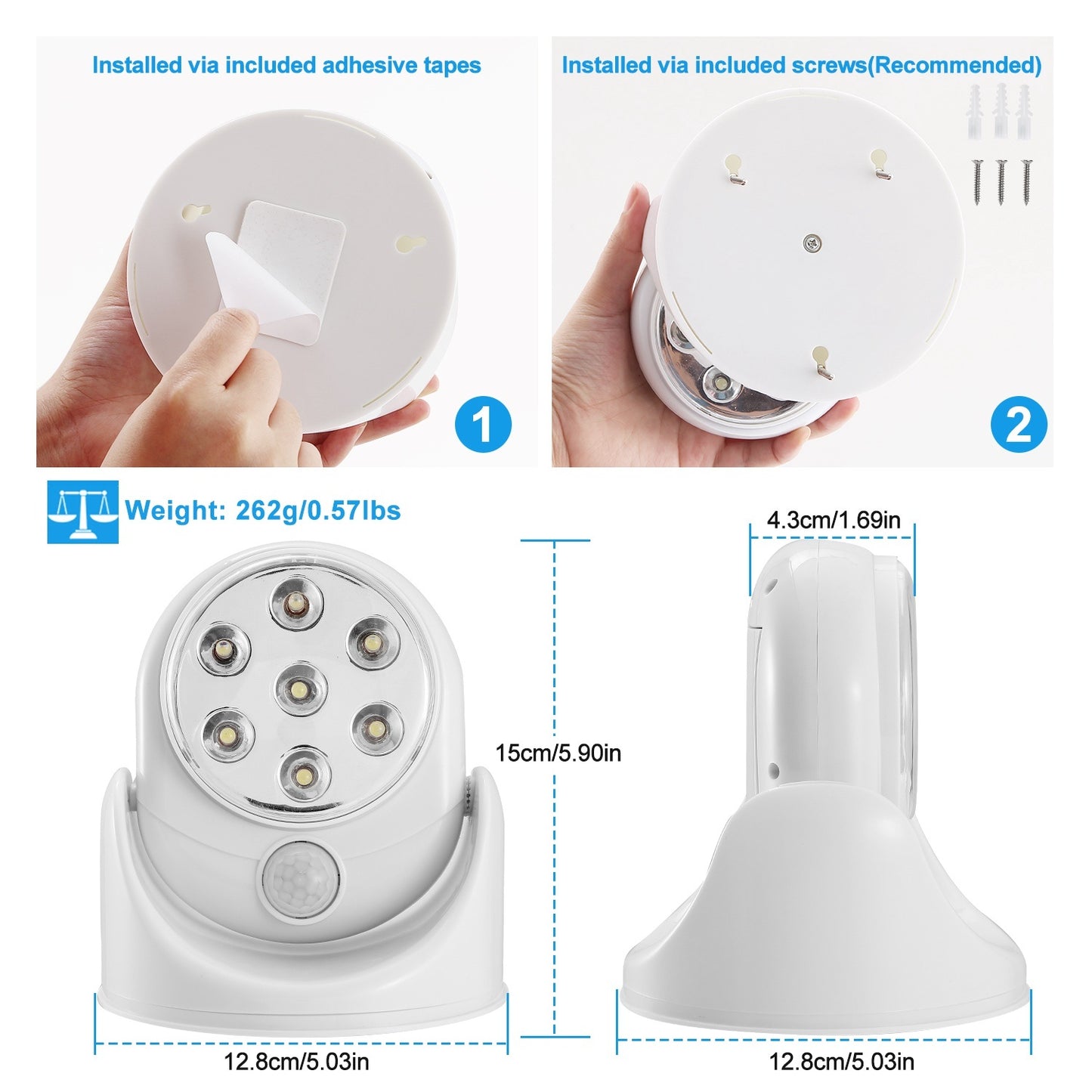 Wireless 360° Motion Sensor LED Spotlight – Battery Operated Night Lamp