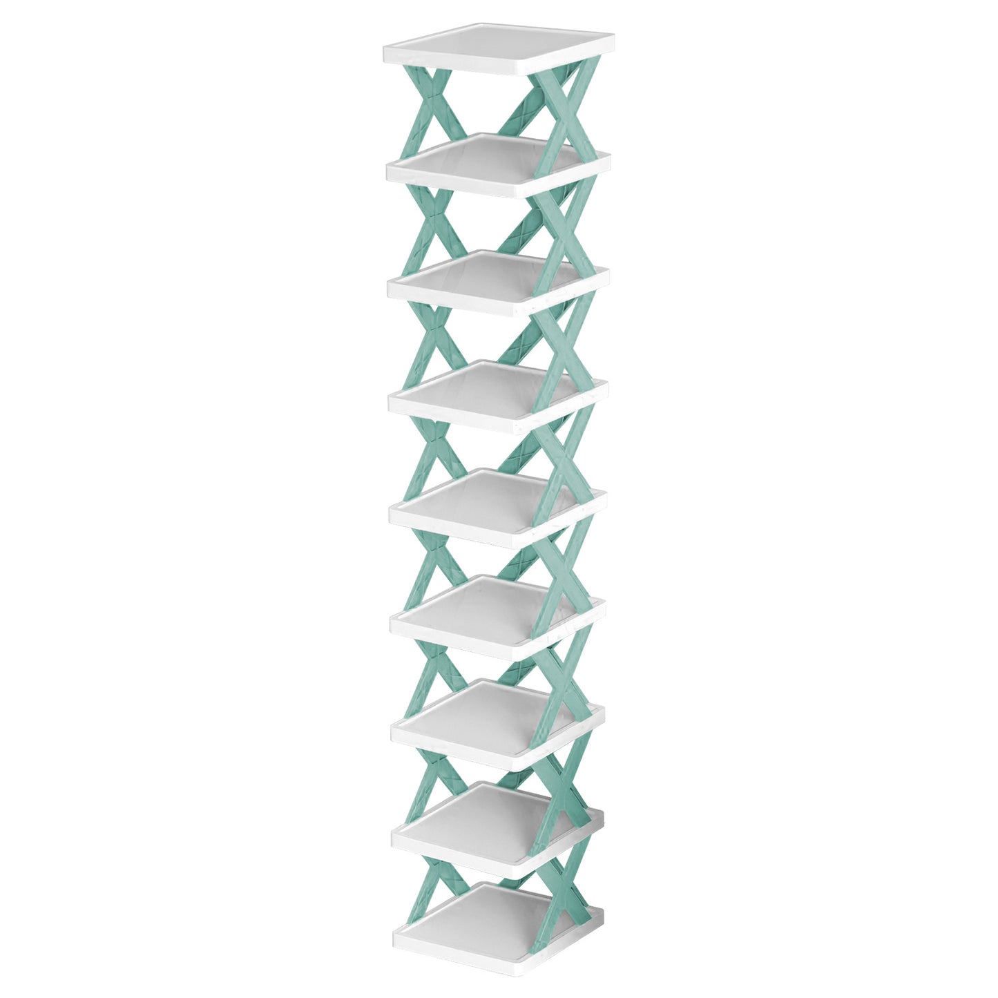 9-Tier Vertical Shoe Rack – Narrow Free-Standing Plastic Shoe Organizer for Entryway & Closet