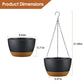 4Pcs 9.64" Hanging Planters with Drainage & Self-Watering Tray – Indoor/Outdoor Plastic Flower Pots for Herbs, Ivy, Ferns