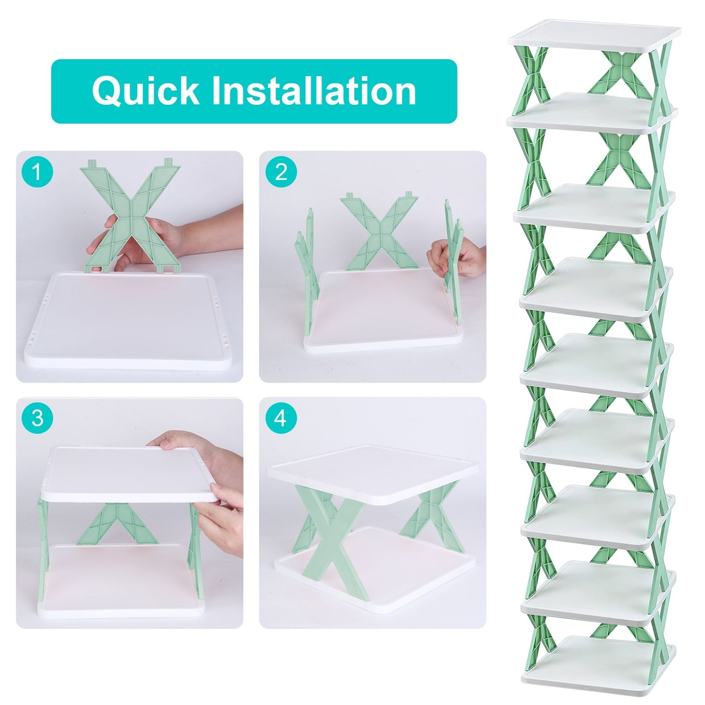 9-Tier Vertical Shoe Rack – Narrow Free-Standing Plastic Shoe Organizer for Entryway & Closet