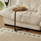 Brown C-Shaped Side Table – Narrow Sofa & Bedside End Table for Living Room or Bedroom