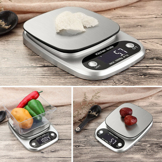 Digital Kitchen Food Scale – 22lb/10kg Capacity, 1g Precision | Stainless Steel Multifunction Diet & Postal Weighing Scale with LCD Display & Tare Function