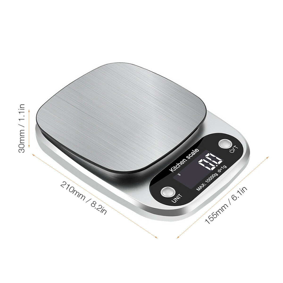 Digital Kitchen Food Scale – 22lb/10kg Capacity, 1g Precision | Stainless Steel Multifunction Diet & Postal Weighing Scale with LCD Display & Tare Function