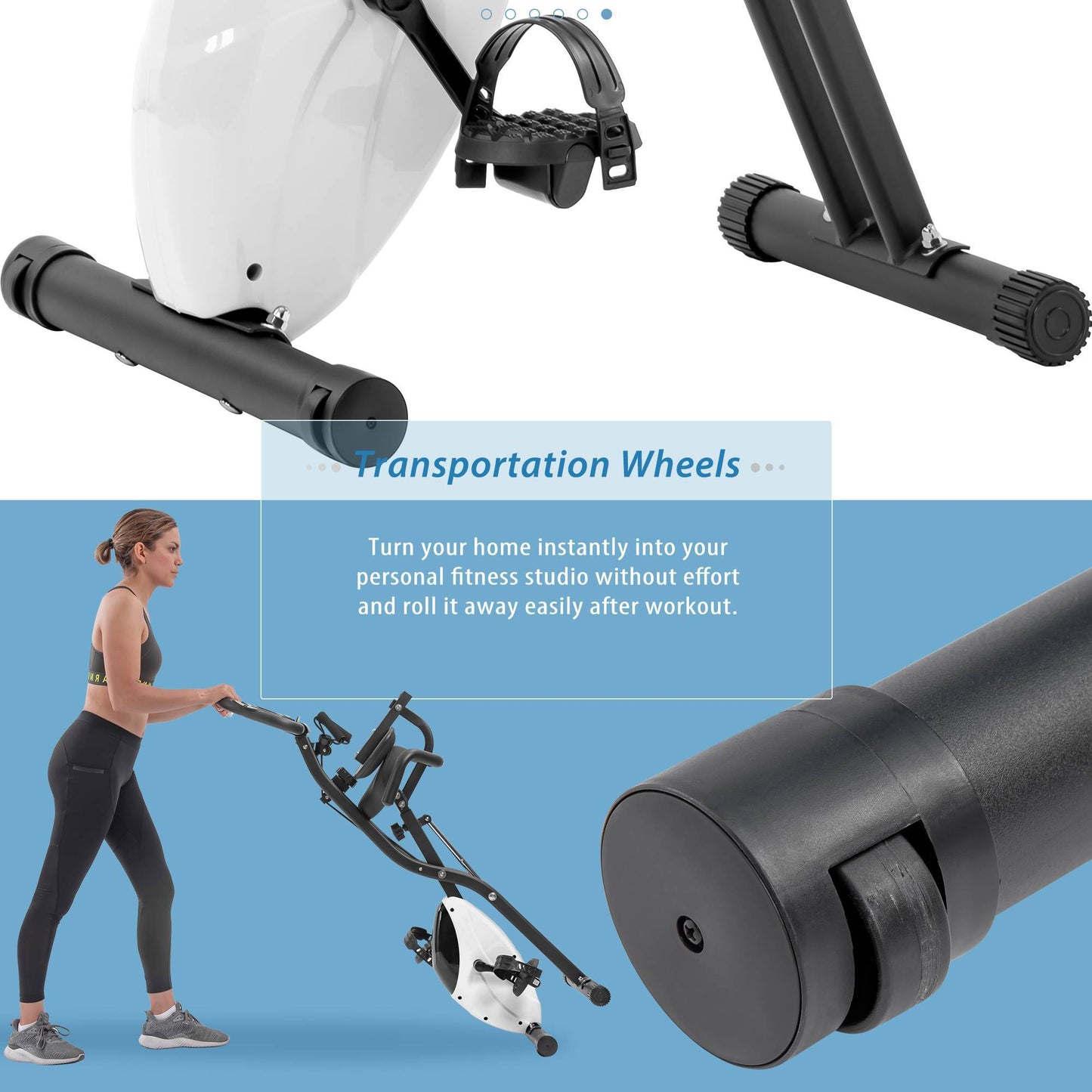 Folding 2-in-1 Upright & Recumbent Exercise Bike with 10-Level Resistance, Arm Bands & Backrest