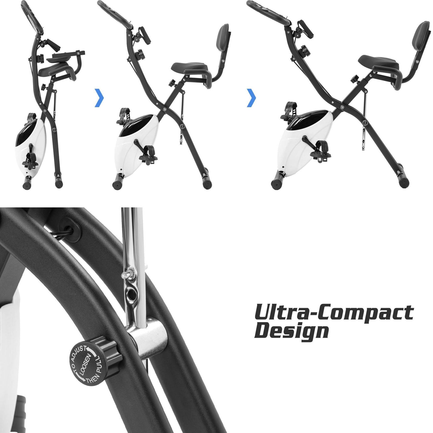 Folding 2-in-1 Upright & Recumbent Exercise Bike with 10-Level Resistance, Arm Bands & Backrest