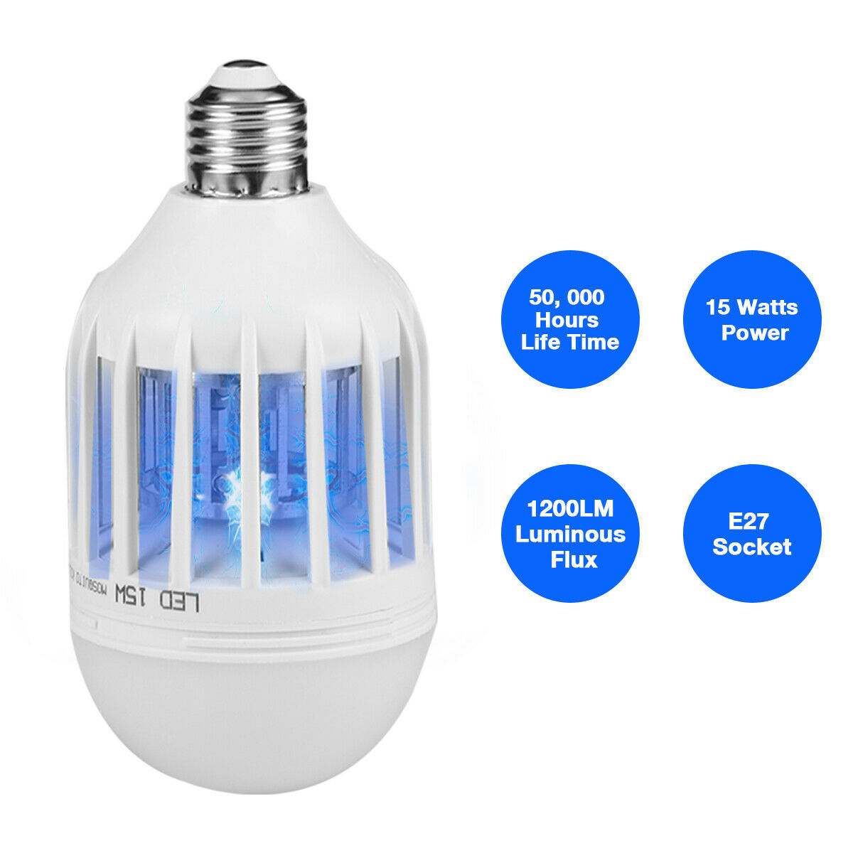 2-in-1 Bug Zapper Light Bulb – E27 Mosquito Killer Lamp for Indoor & Outdoor Use