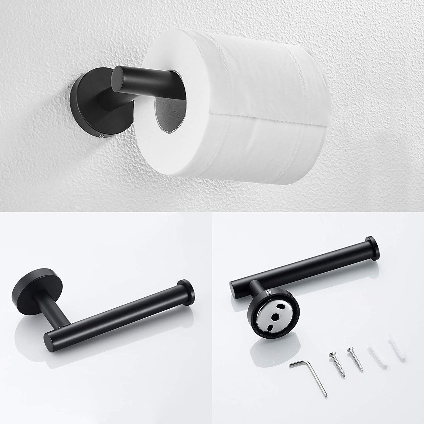 3-Piece Matte Black Bathroom Towel Rail Set – Wall-Mounted 304 Stainless Steel Hanger Bars