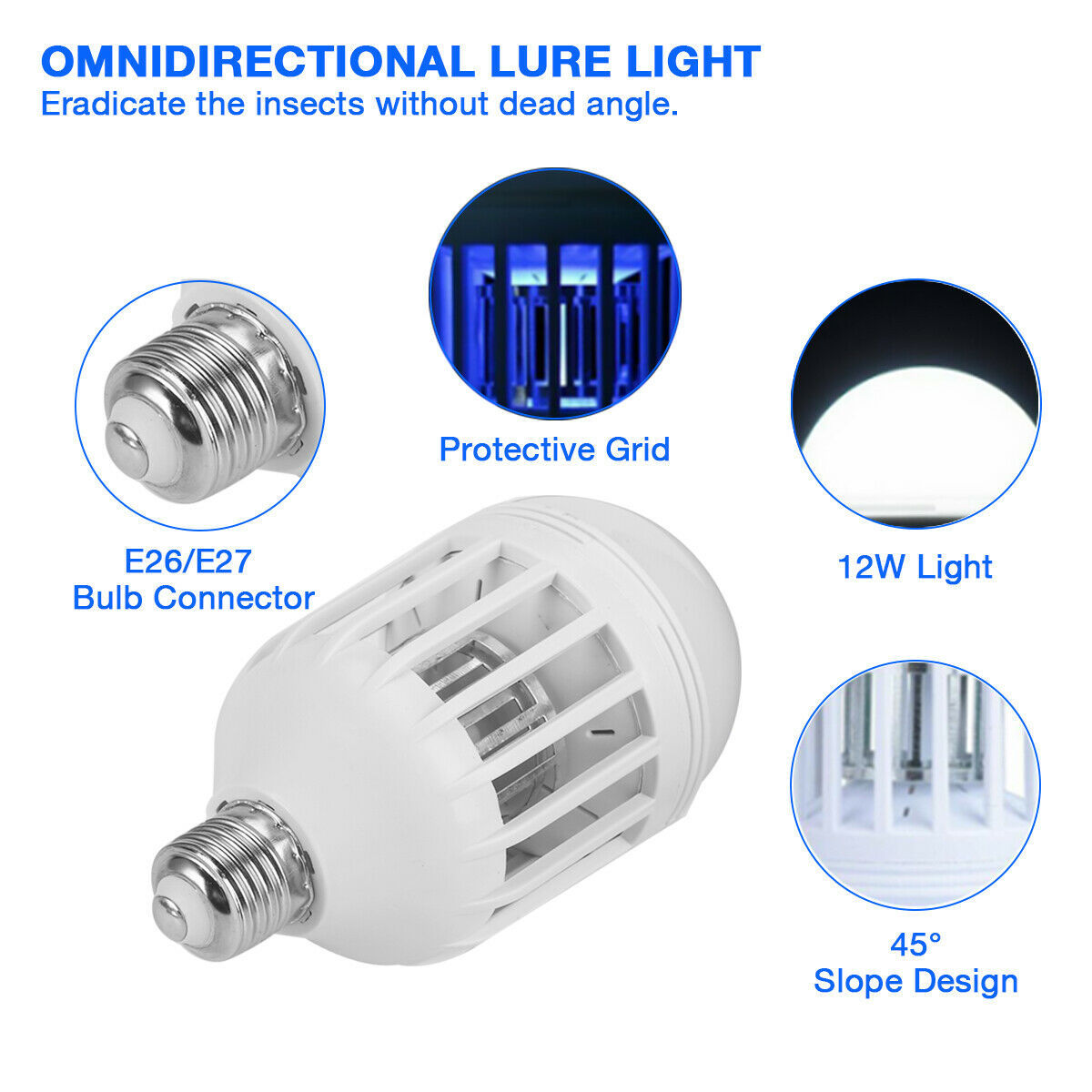 2-in-1 Bug Zapper Light Bulb – E27 Mosquito Killer Lamp for Indoor & Outdoor Use
