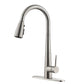 Modern High-Curvature Pull-Down Kitchen Faucet – Single Handle Stainless Steel with Deck Plate, 3-Mode Sprayer | Commercial-Grade Design