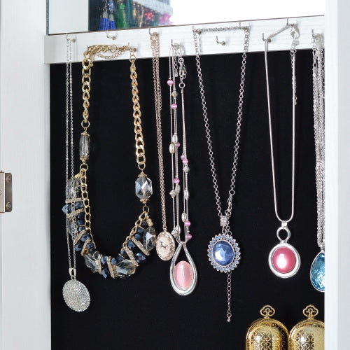 Full-Length 360° Rotating Jewelry Cabinet with Mirror – Lockable Storage Organizer