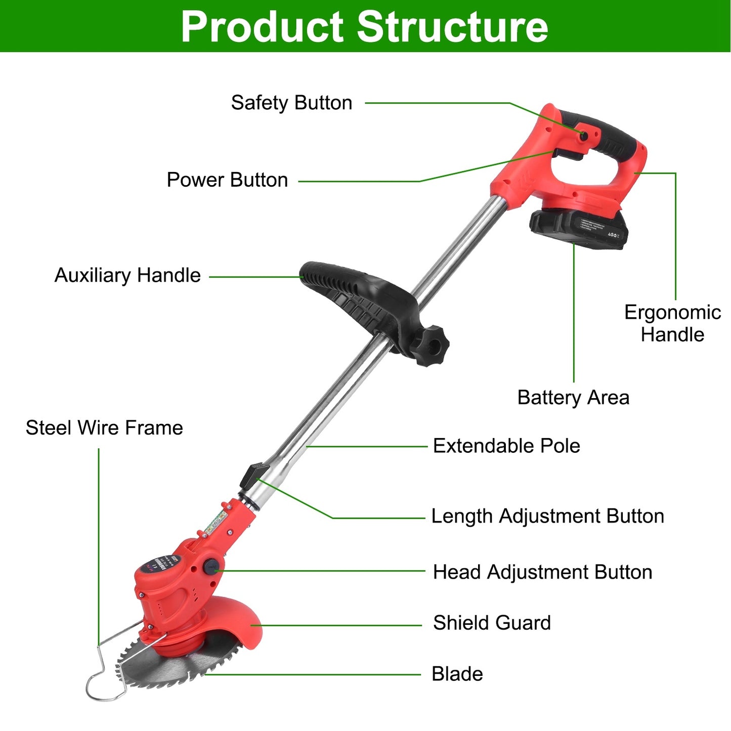 1Set Electric Cordless Grass Trimmer