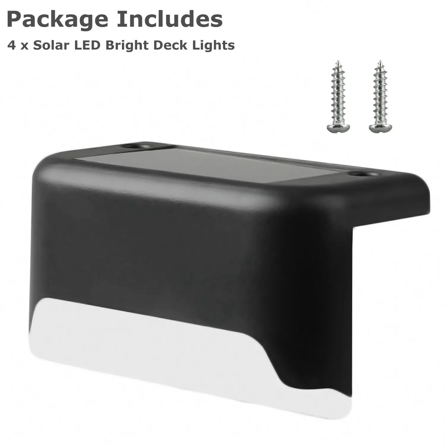 4-Pack Solar LED Deck Lights – Weatherproof Outdoor Step & Railing Lights with Warm White Glow