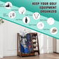 Premium Wooden Golf Bag Organizer – Garage Storage Rack for 2 Golf Bags, Shoes & Accessories with Lockable Wheels