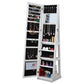 Full-Length 360° Rotating Jewelry Cabinet with Mirror – Lockable Storage Organizer
