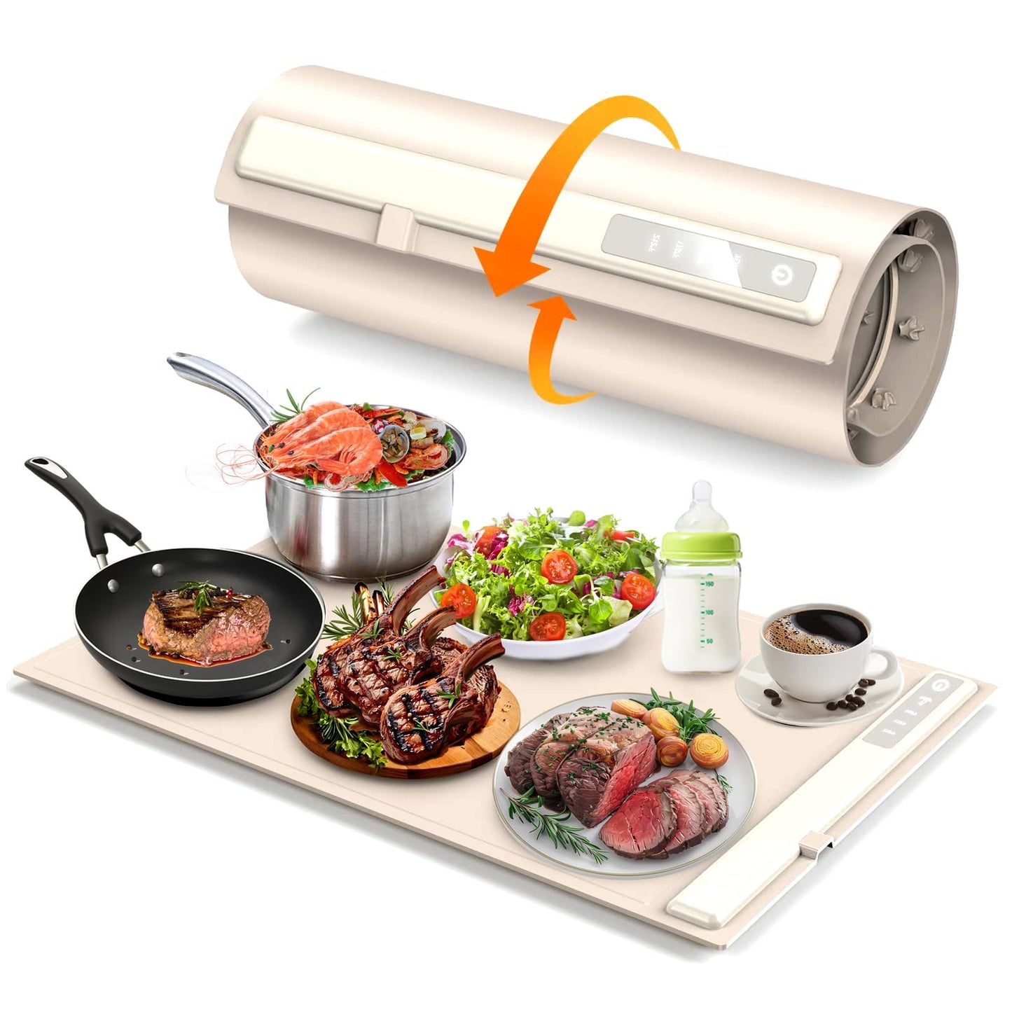 Foldable Electric Food Warming Mat Portable Buffet Heating Tray with 3 Temp Settings
