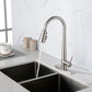 Modern High-Curvature Pull-Down Kitchen Faucet – Single Handle Stainless Steel with Deck Plate, 3-Mode Sprayer | Commercial-Grade Design