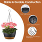 4Pcs 9.64" Hanging Planters with Drainage & Self-Watering Tray – Indoor/Outdoor Plastic Flower Pots for Herbs, Ivy, Ferns