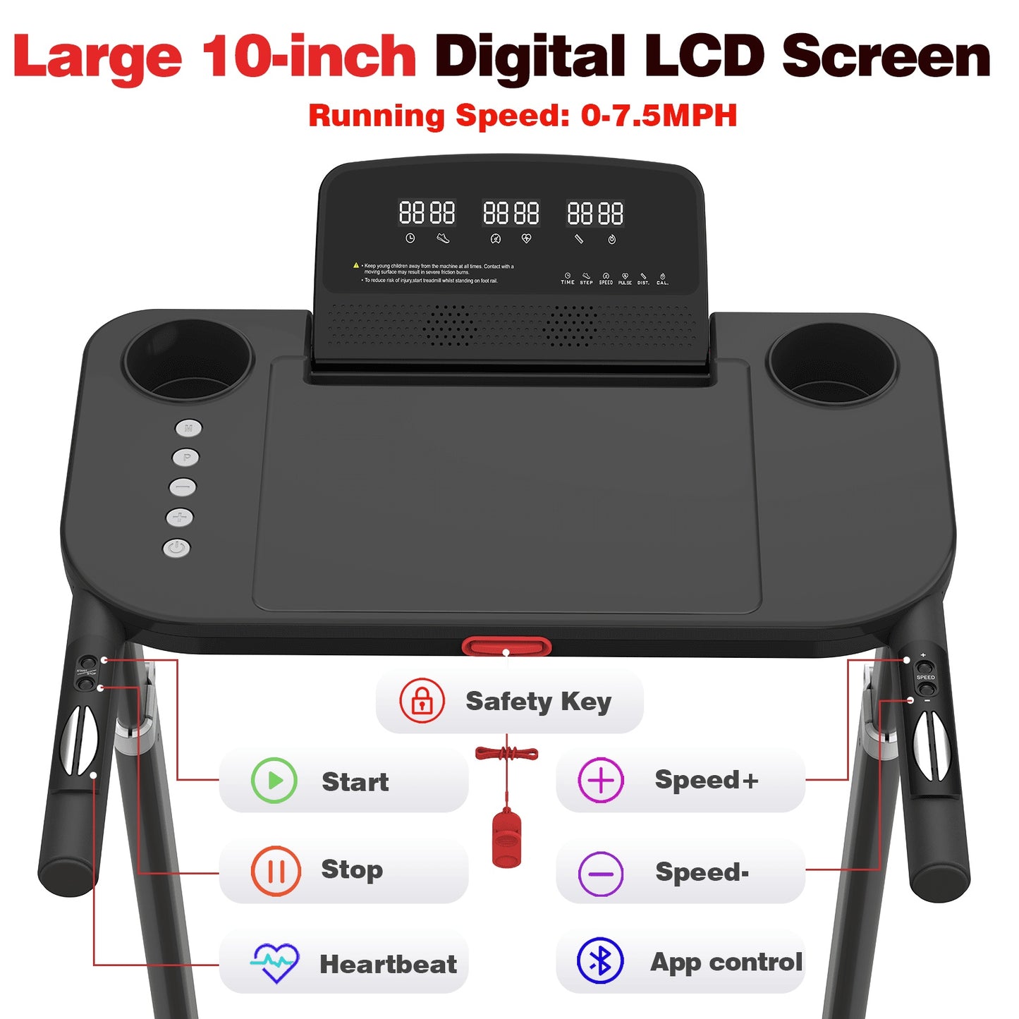 Treadmill JK68-6B – Foldable Home Treadmill with Desk, Bluetooth, LED Display & 12 Programs
