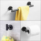 3-Piece Matte Black Bathroom Towel Rail Set – Wall-Mounted 304 Stainless Steel Hanger Bars