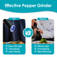 Electric Salt & Pepper Grinder – Gravity Sensor, LED Light, Adjustable Coarseness, One-Hand Operation | Battery Powered Mill