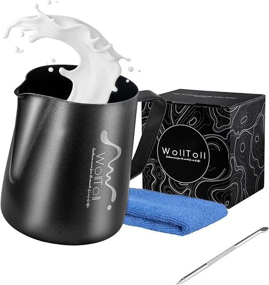 Stainless Steel Milk Frothing Pitcher – 12oz Non-Stick Creamer Cup with Matte Finish | Perfect for Latte Art, Coffee, and Steaming