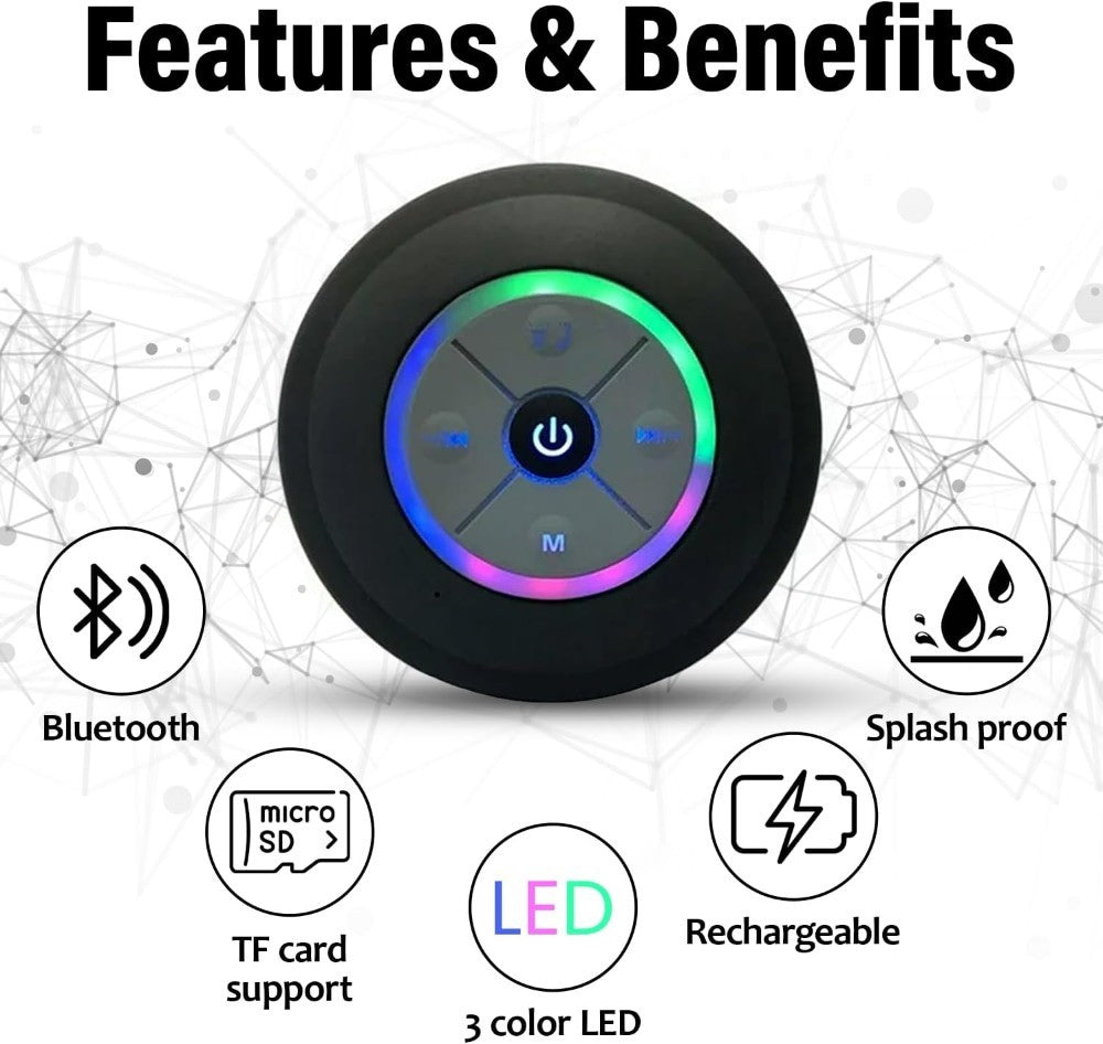 Waterproof Wireless Bathroom Speaker with Suction Cup