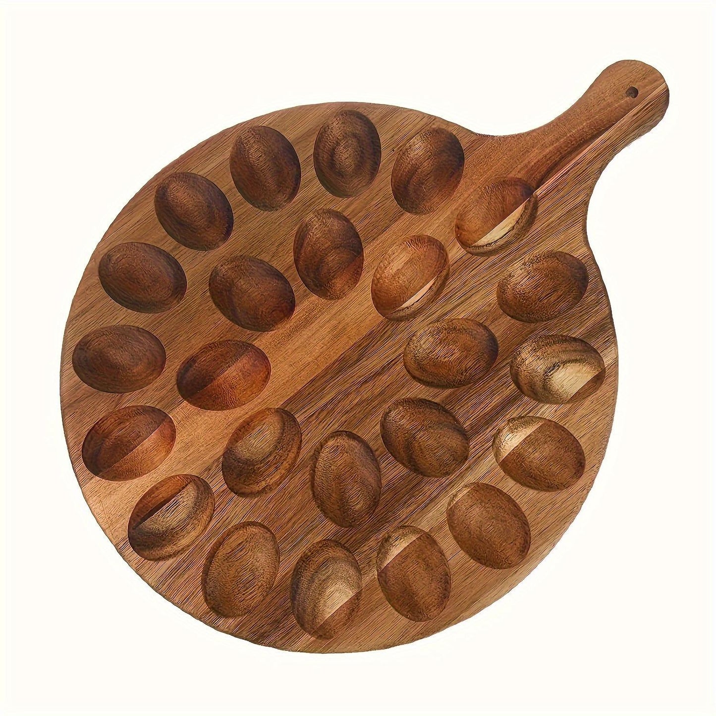Rustic Solid Wood Egg Holder – 2-Pack Wooden Egg Rack with Handles