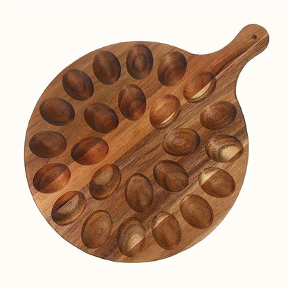 Rustic Solid Wood Egg Holder – 2-Pack Wooden Egg Rack with Handles