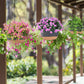 4Pcs 9.64" Hanging Planters with Drainage & Self-Watering Tray – Indoor/Outdoor Plastic Flower Pots for Herbs, Ivy, Ferns