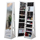 Full-Length 360° Rotating Jewelry Cabinet with Mirror – Lockable Storage Organizer
