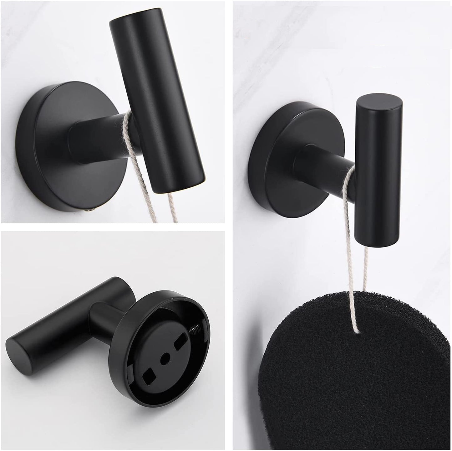 3-Piece Matte Black Bathroom Towel Rail Set – Wall-Mounted 304 Stainless Steel Hanger Bars