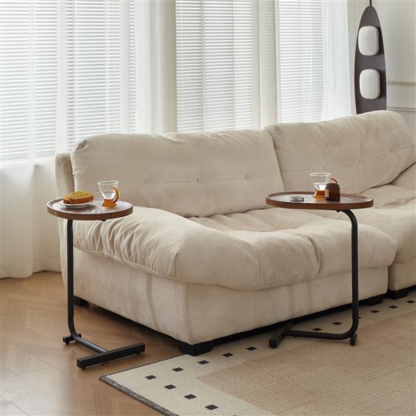 Brown C-Shaped Side Table – Narrow Sofa & Bedside End Table for Living Room or Bedroom