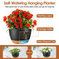 4Pcs 9.64" Hanging Planters with Drainage & Self-Watering Tray – Indoor/Outdoor Plastic Flower Pots for Herbs, Ivy, Ferns