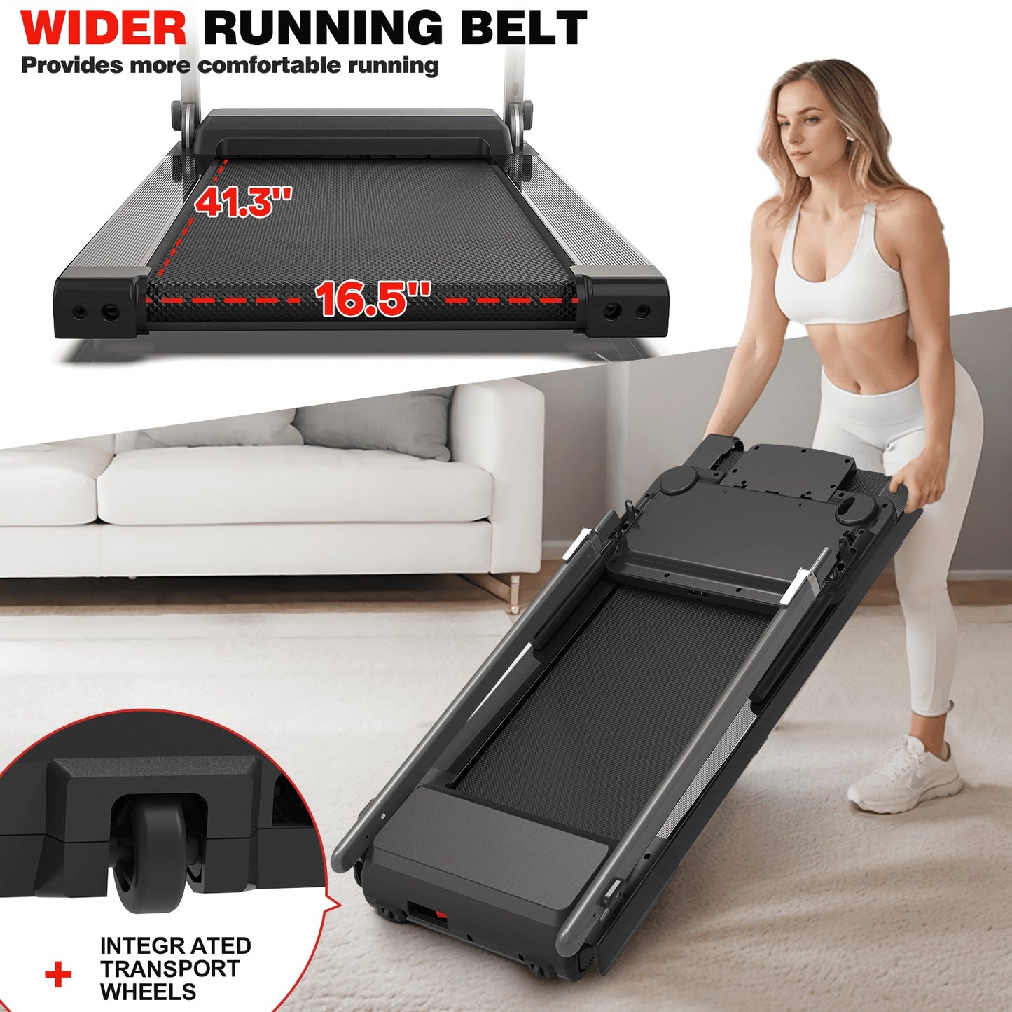 Treadmill JK68-6B – Foldable Home Treadmill with Desk, Bluetooth, LED Display & 12 Programs