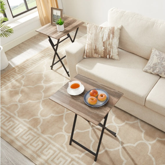 2-Piece Folding TV Tray Table Set – Portable Snack & Sofa Side Tables for Living Room, Bedroom, or Office