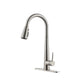 Modern High-Curvature Pull-Down Kitchen Faucet – Single Handle Stainless Steel with Deck Plate, 3-Mode Sprayer | Commercial-Grade Design