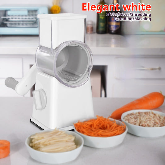 Multi-Functional Kitchen Vegetable Slicer – White | Manual Food Chopper & Dicer with Adjustable Blades