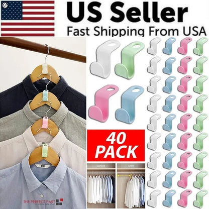 40-Piece Clothes Hanger Connector Hooks – Space-Saving Closet Organizer Clips