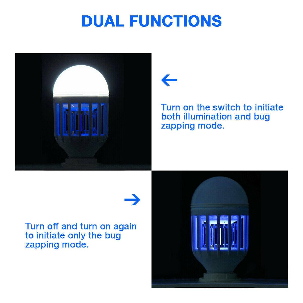 2-in-1 Bug Zapper Light Bulb – E27 Mosquito Killer Lamp for Indoor & Outdoor Use