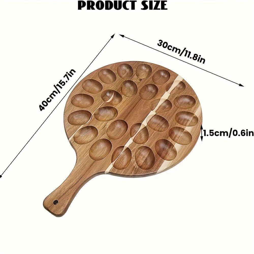 Rustic Solid Wood Egg Holder – 2-Pack Wooden Egg Rack with Handles